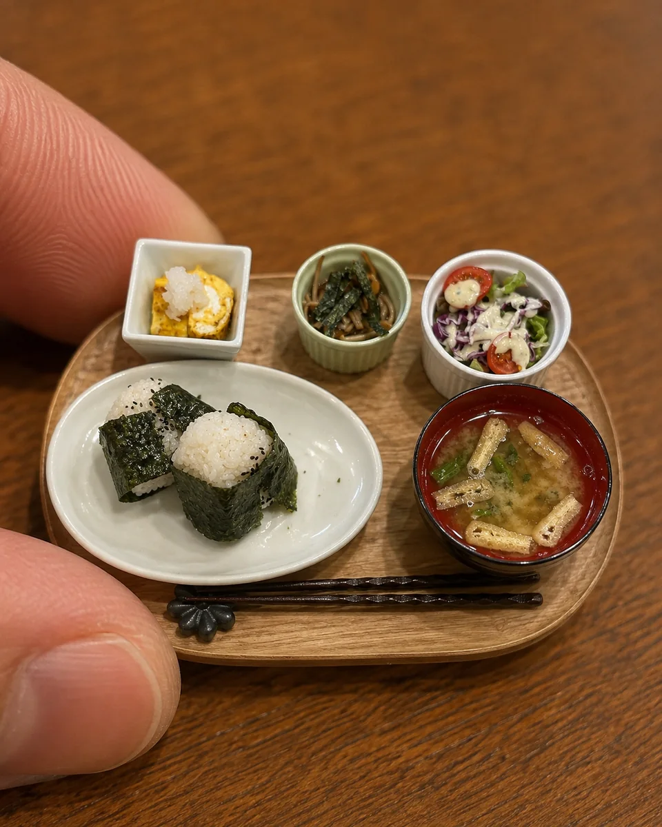 ミニチュア化した料理の完成例